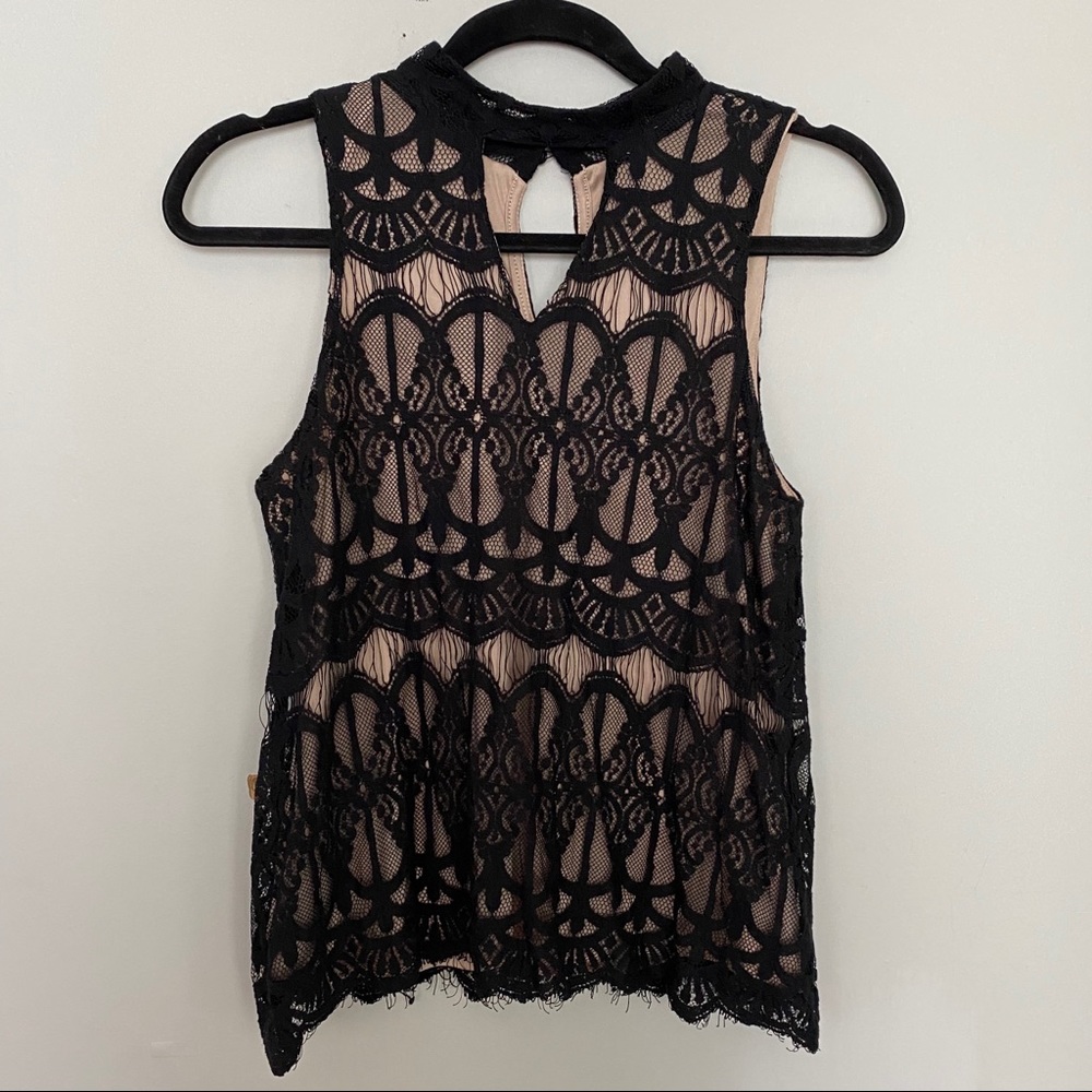 Black Lace Halter Top Size M